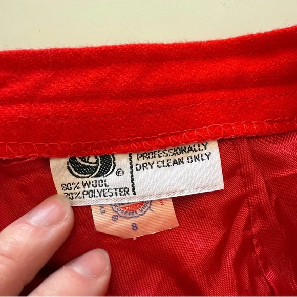 Evan Picone- Vintage- Wool-Red-Midi-Pleated-Skirt- Women’s 8 - Picture 8 of 14
